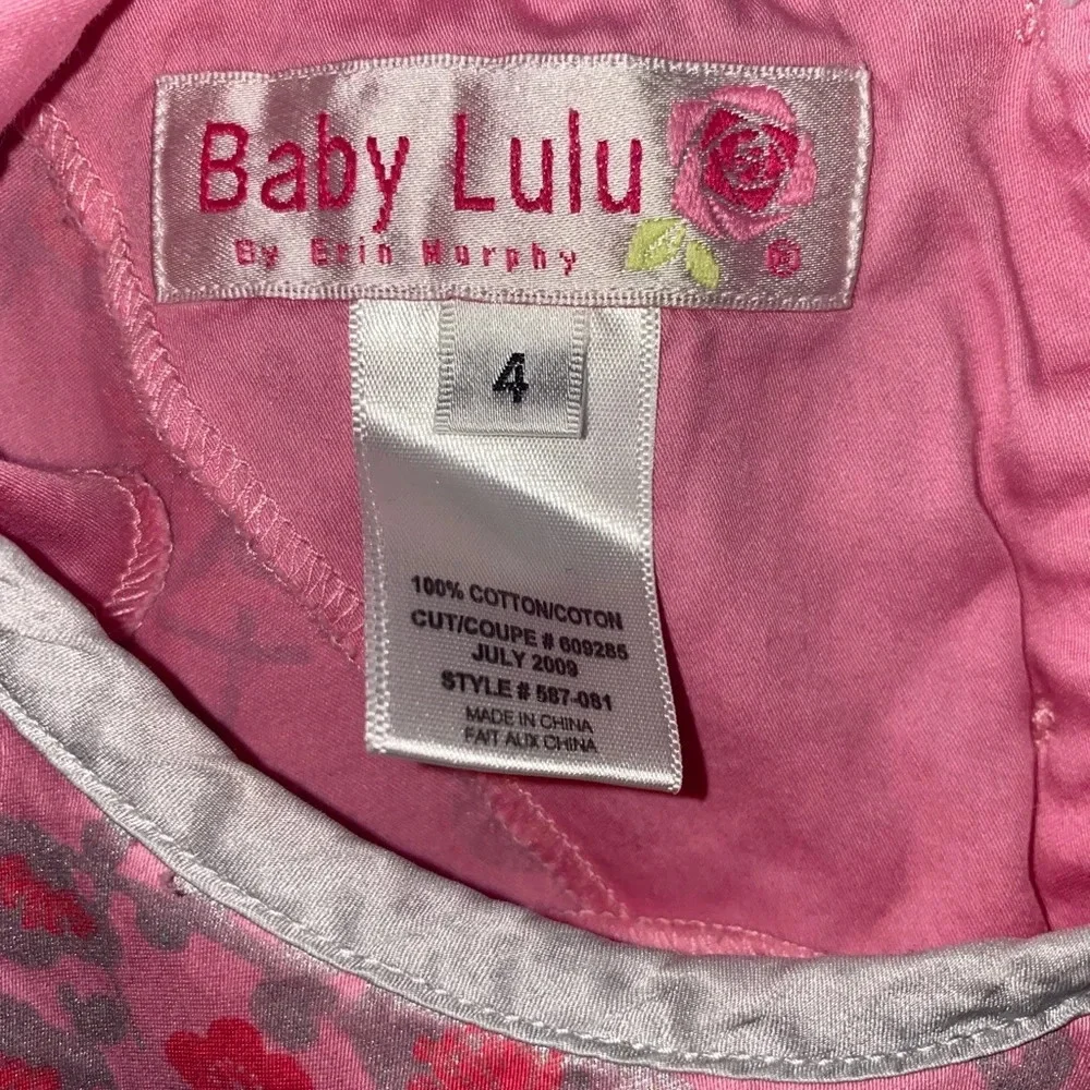 Baby Lulu girls pink silver long sleeve floral butterfly dress sz4 - Picture 3 of 3